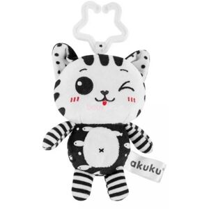 AKUKU KOČIČKA Plyšová hračka s chrastítkem, bílá, velikost