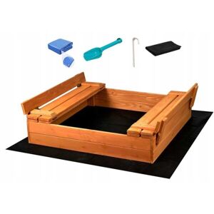 BABY MIX PÍSKOVIŠTĚ Dětské dřevěné pískoviště s poklopem a lavičkami, hnědá, velikost