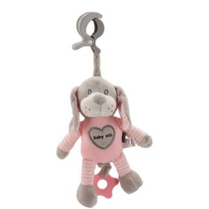 BABY MIX PES Plyšová hračka s klipem, šedá, velikost