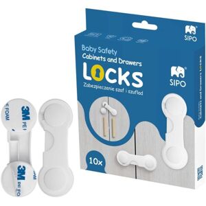 Sipo SAFETY LOCK 10KS Bezpečnostní zámky na skříňky a zásuvky, bílá, velikost